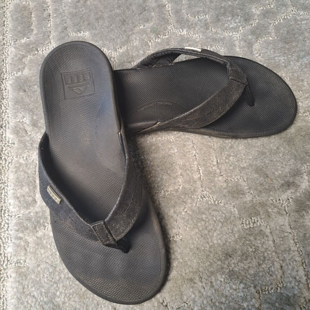 Reef Flip Flop THONG Sandals WOMENS SIZE 7 Black Glitter COMFORT VEGAN